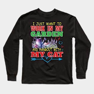 Gardening Cat Feline Lover Gardener Garden Pet Plants Long Sleeve T-Shirt